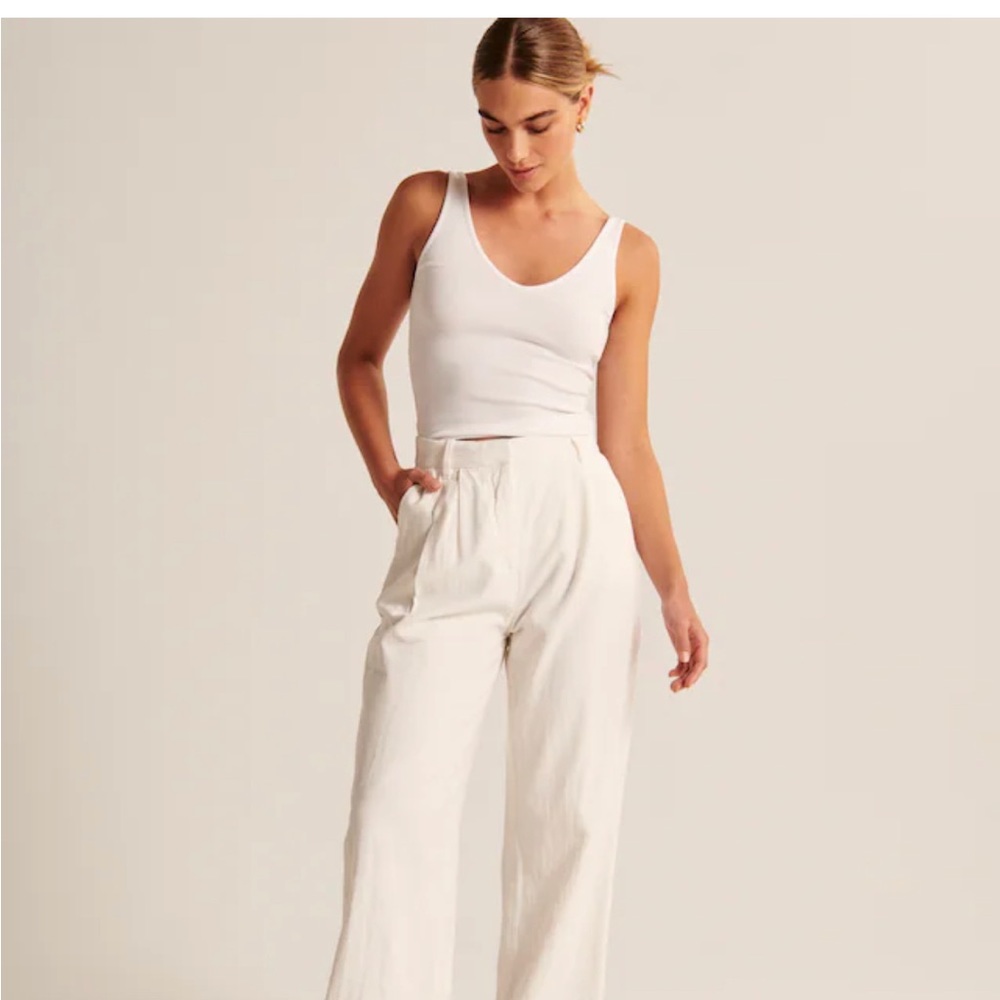 Abercrombie Linen Tailored Wide-leg Pant XS short